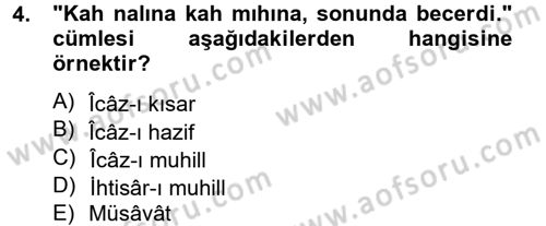 Eski Türk Edebiyatına Giriş: Söz Sanatları Dersi 2012 - 2013 Yılı (Vize) Ara Sınav Soruları 4. Soru