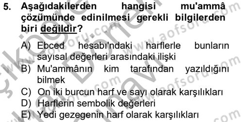 Eski Türk Edebiyatına Giriş: Söz Sanatları Dersi 2012 - 2013 Yılı (Final) Dönem Sonu Sınav Soruları 5. Soru