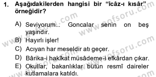 Eski Türk Edebiyatına Giriş: Söz Sanatları Dersi 2013 - 2014 Yılı (Vize) Ara Sınav Soruları 1. Soru