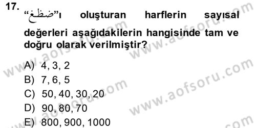 Eski Türk Edebiyatına Giriş: Söz Sanatları Dersi 2013 - 2014 Yılı (Final) Dönem Sonu Sınav Soruları 17. Soru