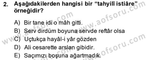 Eski Türk Edebiyatına Giriş: Söz Sanatları Dersi 2013 - 2014 Yılı (Final) Dönem Sonu Sınav Soruları 2. Soru