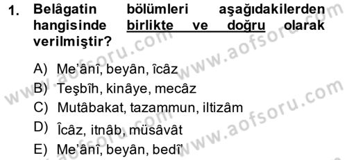 Eski Türk Edebiyatına Giriş: Söz Sanatları Dersi 2014 - 2015 Yılı (Vize) Ara Sınav Soruları 1. Soru