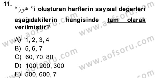 Eski Türk Edebiyatına Giriş: Söz Sanatları Dersi 2014 - 2015 Yılı (Final) Dönem Sonu Sınav Soruları 11. Soru