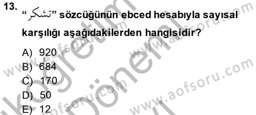 Eski Türk Edebiyatına Giriş: Söz Sanatları Dersi 2014 - 2015 Yılı (Final) Dönem Sonu Sınav Soruları 13. Soru