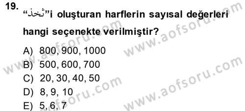 Eski Türk Edebiyatına Giriş: Söz Sanatları Dersi 2014 - 2015 Yılı (Final) Dönem Sonu Sınav Soruları 19. Soru