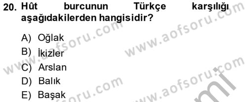 Eski Türk Edebiyatına Giriş: Söz Sanatları Dersi 2014 - 2015 Yılı (Final) Dönem Sonu Sınav Soruları 20. Soru