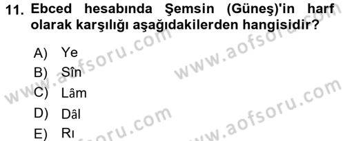 Eski Türk Edebiyatına Giriş: Söz Sanatları Dersi 2015 - 2016 Yılı (Final) Dönem Sonu Sınav Soruları 11. Soru