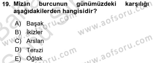 Eski Türk Edebiyatına Giriş: Söz Sanatları Dersi 2015 - 2016 Yılı (Final) Dönem Sonu Sınav Soruları 19. Soru