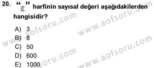 Eski Türk Edebiyatına Giriş: Söz Sanatları Dersi 2015 - 2016 Yılı (Final) Dönem Sonu Sınav Soruları 20. Soru