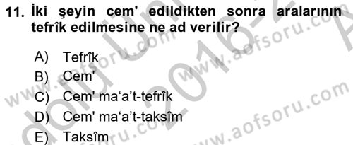 Eski Türk Edebiyatına Giriş: Söz Sanatları Dersi 2016 - 2017 Yılı (Vize) Ara Sınav Soruları 11. Soru
