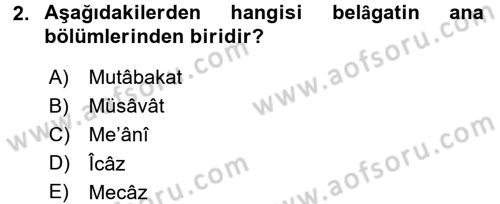 Eski Türk Edebiyatına Giriş: Söz Sanatları Dersi 2016 - 2017 Yılı (Final) Dönem Sonu Sınav Soruları 2. Soru