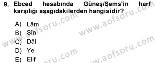 Eski Türk Edebiyatına Giriş: Söz Sanatları Dersi 2016 - 2017 Yılı (Final) Dönem Sonu Sınav Soruları 9. Soru