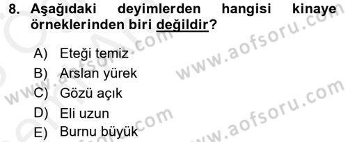 Eski Türk Edebiyatına Giriş: Söz Sanatları Dersi 2017 - 2018 Yılı (Vize) Ara Sınav Soruları 8. Soru