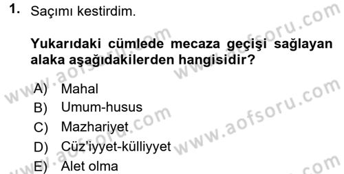 Eski Türk Edebiyatına Giriş: Söz Sanatları Dersi 2017 - 2018 Yılı (Final) Dönem Sonu Sınav Soruları 1. Soru