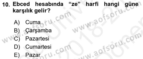 Eski Türk Edebiyatına Giriş: Söz Sanatları Dersi 2018 - 2019 Yılı (Final) Dönem Sonu Sınav Soruları 10. Soru