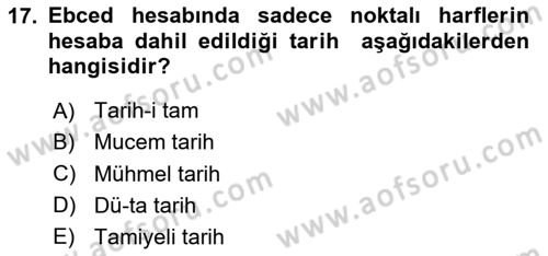 Eski Türk Edebiyatına Giriş: Söz Sanatları Dersi 2020 - 2021 Yılı Yaz Okulu Sınav Soruları 17. Soru