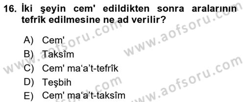 Eski Türk Edebiyatına Giriş: Söz Sanatları Dersi 2021 - 2022 Yılı (Vize) Ara Sınav Soruları 16. Soru