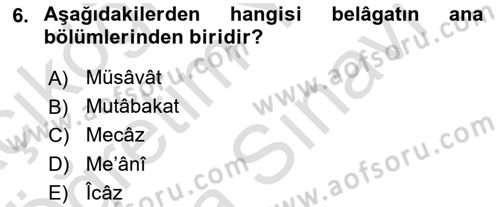 Eski Türk Edebiyatına Giriş: Söz Sanatları Dersi 2021 - 2022 Yılı (Vize) Ara Sınav Soruları 6. Soru