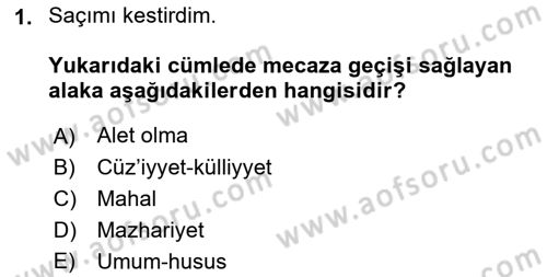 Eski Türk Edebiyatına Giriş: Söz Sanatları Dersi 2022 - 2023 Yılı Yaz Okulu Sınav Soruları 1. Soru