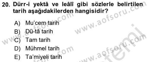 Eski Türk Edebiyatına Giriş: Söz Sanatları Dersi 2022 - 2023 Yılı Yaz Okulu Sınav Soruları 20. Soru