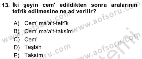Eski Türk Edebiyatına Giriş: Söz Sanatları Dersi 2023 - 2024 Yılı (Vize) Ara Sınav Soruları 13. Soru