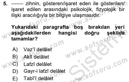 Eski Türk Edebiyatına Giriş: Söz Sanatları Dersi 2023 - 2024 Yılı (Vize) Ara Sınav Soruları 5. Soru