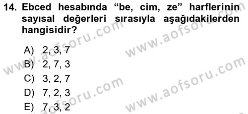 Eski Türk Edebiyatına Giriş: Söz Sanatları Dersi 2023 - 2024 Yılı (Final) Dönem Sonu Sınav Soruları 14. Soru