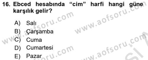 Eski Türk Edebiyatına Giriş: Söz Sanatları Dersi 2023 - 2024 Yılı (Final) Dönem Sonu Sınav Soruları 16. Soru