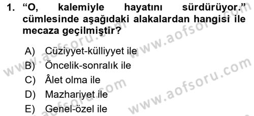 Eski Türk Edebiyatına Giriş: Söz Sanatları Dersi 2023 - 2024 Yılı Yaz Okulu Sınav Soruları 1. Soru