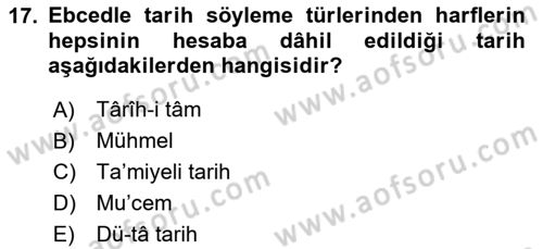 Eski Türk Edebiyatına Giriş: Söz Sanatları Dersi 2024 - 2025 Yılı (Final) Dönem Sonu Sınav Soruları 17. Soru