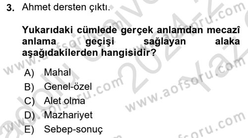 Eski Türk Edebiyatına Giriş: Söz Sanatları Dersi 2024 - 2025 Yılı Yaz Okulu Sınav Soruları 3. Soru
