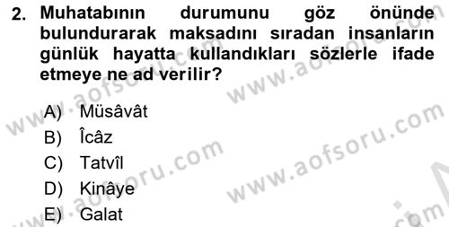 Eski Türk Edebiyatına Giriş: Söz Sanatları Dersi 2025 - 2026 Yılı (Vize) Ara Sınav Soruları 2. Soru