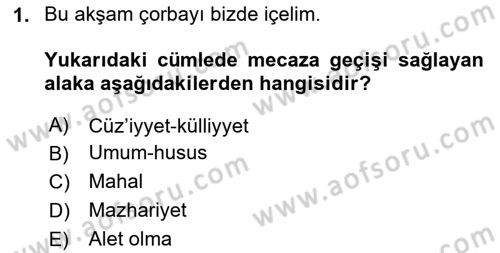 Eski Türk Edebiyatına Giriş: Söz Sanatları Dersi 2025 - 2026 Yılı (Final) Dönem Sonu Sınav Soruları 1. Soru