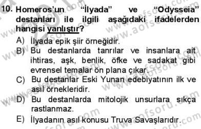 Batı Edebiyatında Akımlar 1 Dersi 2012 - 2013 Yılı (Vize) Ara Sınav Soruları 10. Soru