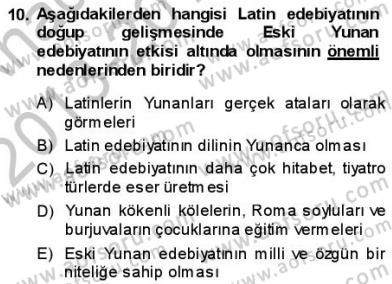 Batı Edebiyatında Akımlar 1 Dersi 2013 - 2014 Yılı (Vize) Ara Sınav Soruları 10. Soru