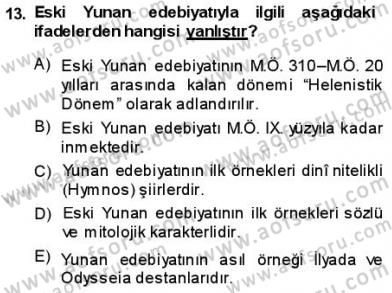 Batı Edebiyatında Akımlar 1 Dersi 2013 - 2014 Yılı (Vize) Ara Sınav Soruları 13. Soru