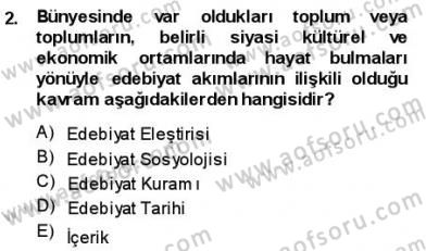 Batı Edebiyatında Akımlar 1 Dersi 2013 - 2014 Yılı (Vize) Ara Sınav Soruları 2. Soru