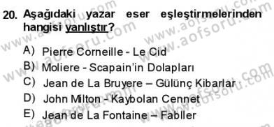 Batı Edebiyatında Akımlar 1 Dersi Ara Sınavı Deneme Sınav Soruları 20. Soru