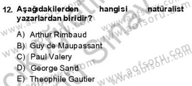 Batı Edebiyatında Akımlar 1 Dersi 2013 - 2014 Yılı (Final) Dönem Sonu Sınav Soruları 12. Soru