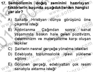 Batı Edebiyatında Akımlar 1 Dersi 2013 - 2014 Yılı (Final) Dönem Sonu Sınav Soruları 17. Soru