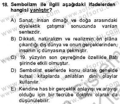 Batı Edebiyatında Akımlar 1 Dersi 2013 - 2014 Yılı (Final) Dönem Sonu Sınav Soruları 18. Soru