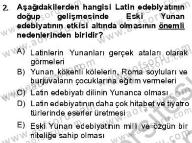Batı Edebiyatında Akımlar 1 Dersi 2013 - 2014 Yılı (Final) Dönem Sonu Sınav Soruları 2. Soru