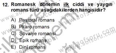 Batı Edebiyatında Akımlar 1 Dersi 2014 - 2015 Yılı (Vize) Ara Sınav Soruları 12. Soru