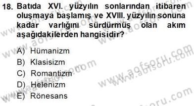 Batı Edebiyatında Akımlar 1 Dersi Ara Sınavı Deneme Sınav Soruları 18. Soru