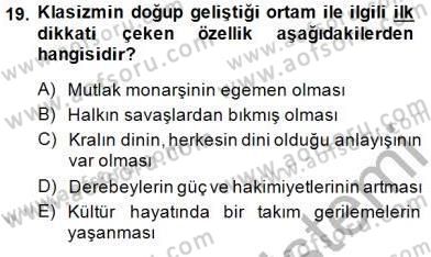 Batı Edebiyatında Akımlar 1 Dersi Ara Sınavı Deneme Sınav Soruları 19. Soru