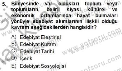 Batı Edebiyatında Akımlar 1 Dersi 2014 - 2015 Yılı (Vize) Ara Sınav Soruları 5. Soru