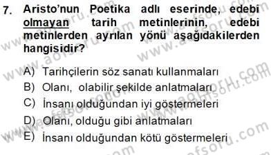 Batı Edebiyatında Akımlar 1 Dersi Ara Sınavı Deneme Sınav Soruları 7. Soru