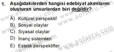 Batı Edebiyatında Akımlar 1 Dersi 2014 - 2015 Yılı (Final) Dönem Sonu Sınavı 1. Soru