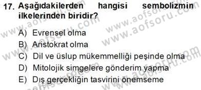 Batı Edebiyatında Akımlar 1 Dersi 2014 - 2015 Yılı (Final) Dönem Sonu Sınavı 17. Soru