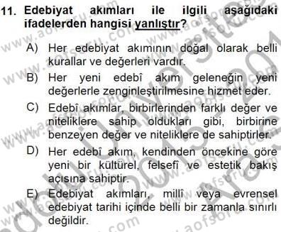 Batı Edebiyatında Akımlar 1 Dersi 2015 - 2016 Yılı (Vize) Ara Sınav Soruları 11. Soru